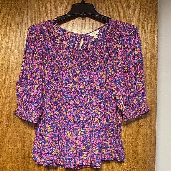 Terra & Sky Tops - Terra & Sky Floral Blouse - Pink and Blue 2x